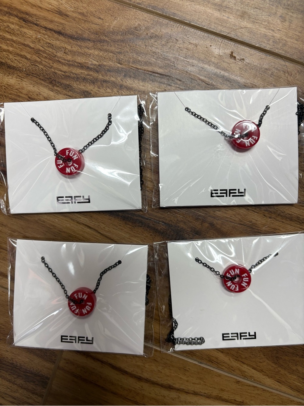 Effy Carnival Cruise line lot of 3 red barrels of fun silver tone necklaces, new